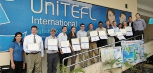 Teachers getting their TEFL certificates.